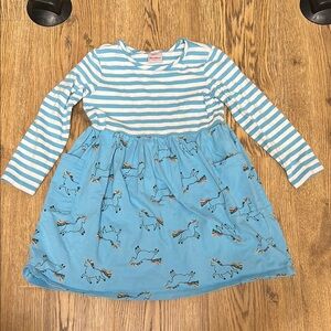Blue Striped Unicorn Dress for Kids